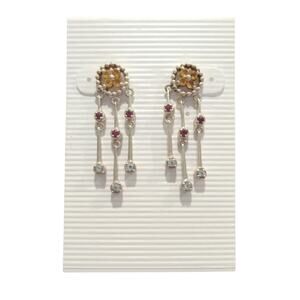 Citrine Ruby Blue Topaz 925 Sterling Silver Dangle Earrings Posts STS Designer